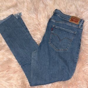 Levi's Women's Light Blue Straight-Leg Jeans with Raw Hem